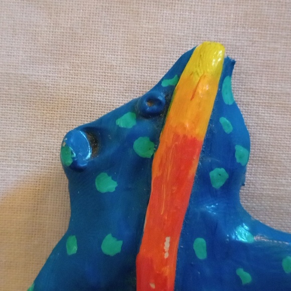 NAVAHO BOLO TIE, BLUE ANIMAL,LARGE RED ARROW, 17.5" TIE WHEN DOUBLED, ADJUSTABLE - Picture 7 of 7